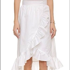 Rebecca Minkoff White Midi Ruffled Wrap Skirt